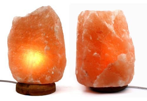 Crystal Allies Gallery: CA SLS-LED-1W-S-2pc Pack of 2 6" to 8" LED Himalayan Salt Lamp Ionic Air Purifier on Wood Base with 1.0W E12 LED Bulb, UL-Listed Cord & Authentic Crystal Allies Info Card