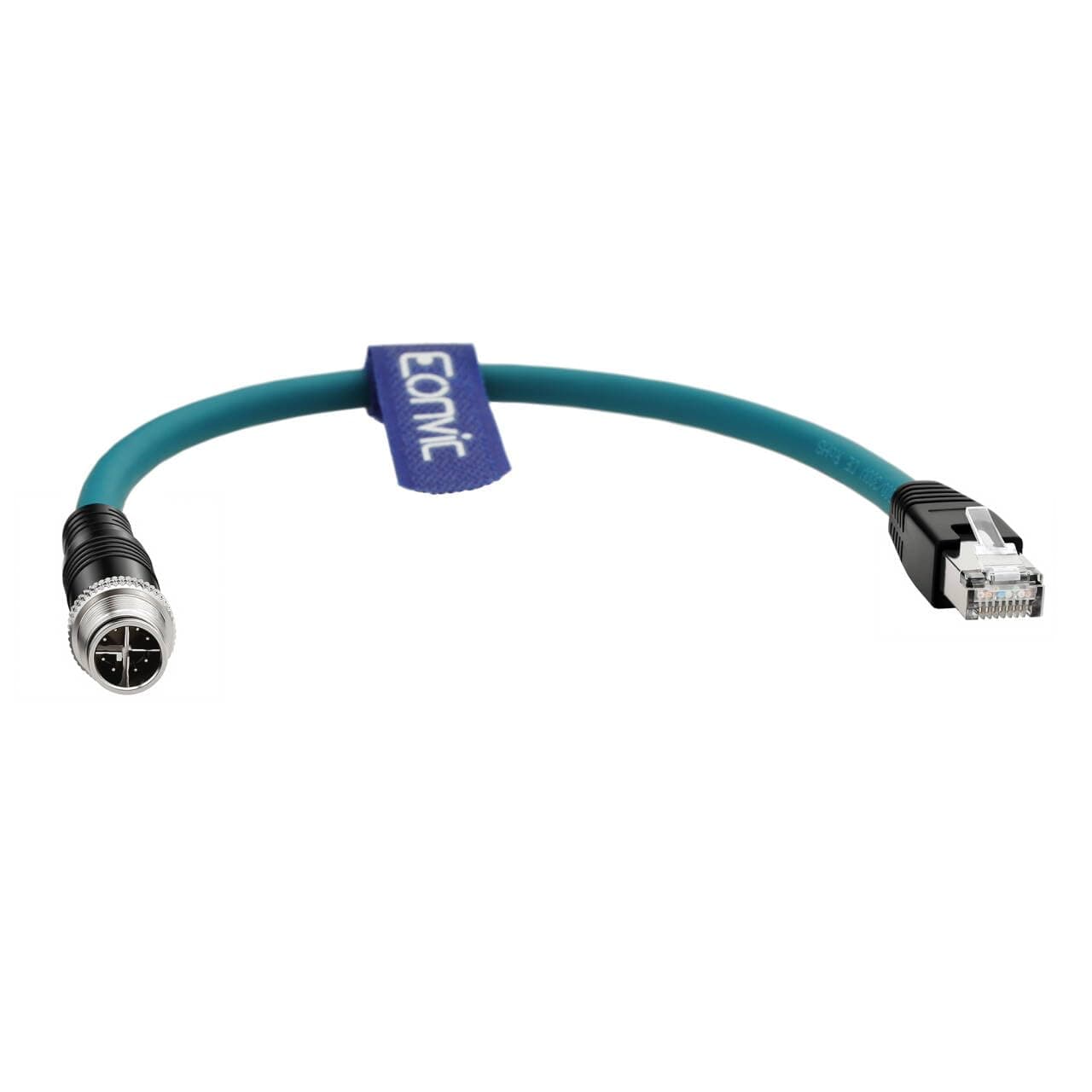 Eonvic Cat 7e Ethernet Shielded Cable M12 X-Type 8 Position to RJ45 Waterproof Industrial Network High Flex Cable for Cognex Camera 30cm