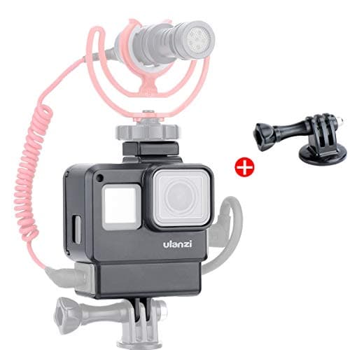 Housing Case for GoPro, ULANZI V2 Protective Vlogging Frame Cage Mount with Microphone Cold Shoe + Go Pro Adapter Vlog Setup for GoPro Hero 7 6 5 Sport Camera Accessories