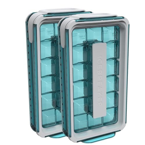 ICEBREAKER Pop 2.0 Ice Cube Tray - Make and Serve Ice without Touching - Silicone, 2 Pack (Turquoise)
