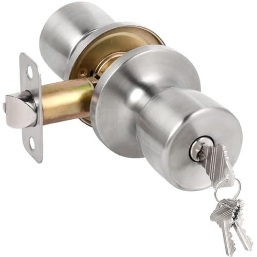 HOSOM Door Knobs with Lock and Key, Keyed Entry Door Knob, Exterior and Interior Door Lock for Front Door Commercial and Residential Area, Satin Nickel