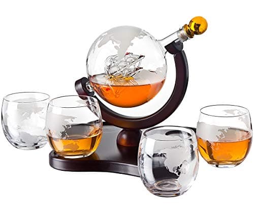 Godinger Globe Set Whiskey Decanter, 850ml, Clear