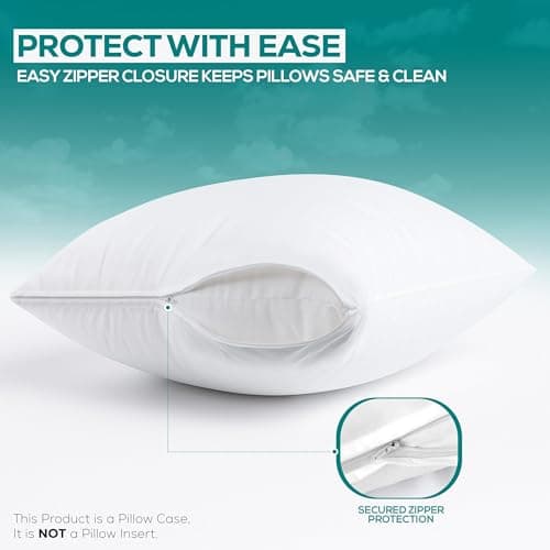 Utopia Bedding 6 Pack Waterproof Pillow Protectors with Zipper King Size (White), Bed Bug and Dust Mite Proof Pillow case Covers, Moisture Wicking Pillow Encasements 20 x 38 Inches