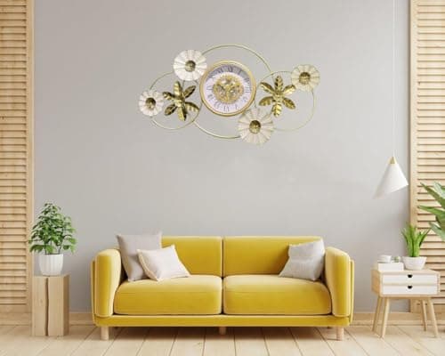 Mokshith Large Wall Clock, Metal Numeral Clock, Modern Round Wall Clocks Almost Silent, Easy to Read for Living Room/Home/Kitchen/Bedroom/Office/School Decor (MO-25)