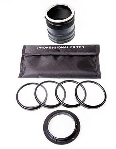 Optodio Macro Photography 8-in-1 58mm Kit - Reverse Ring, Close-Up Lenses and Metal Extension Tube for Canon Rebel DSLR