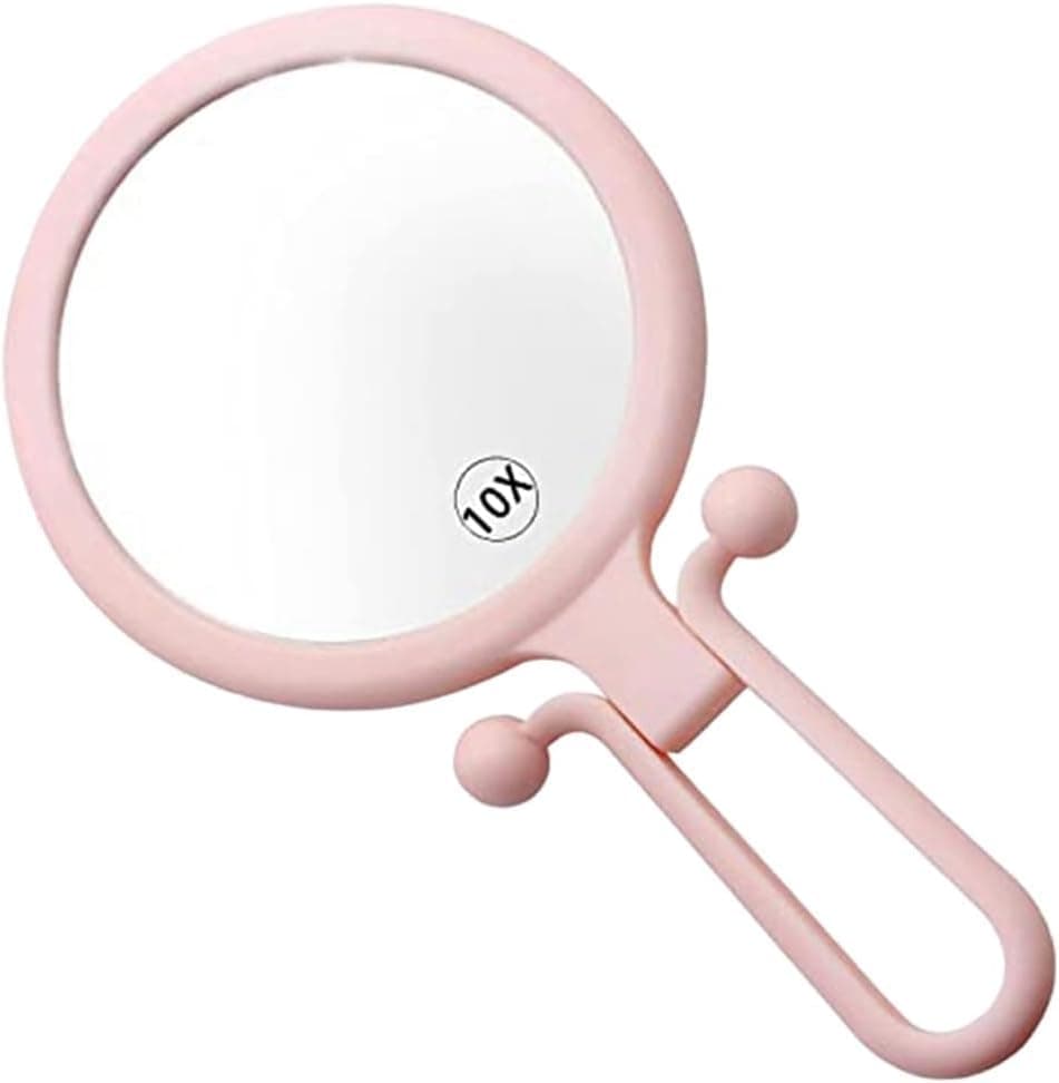 - Handheld Makeup Mirror with Magnification, for Desk Make Up, Magnifying Hand Held Mirror (Folding Hand Held Mirror (Pink))