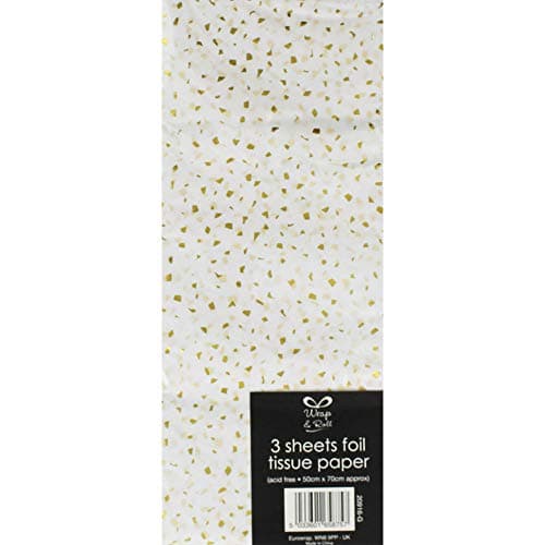Indigo 3 SHEETS REFLECTION GOLD & WHITE FOIL TISSUE PAPER SPARKLE 50CM x 70CM ACID FREE