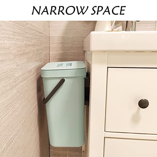 stonespace Compost Bin Kitchen, Under Sink Compost Bin Indoor Sealed, 3.2 Gallon/12L Compost Bucket for Kitchen, Wall Mounted Trash Can,Small Trash Can with Lid,1 Pack Blue