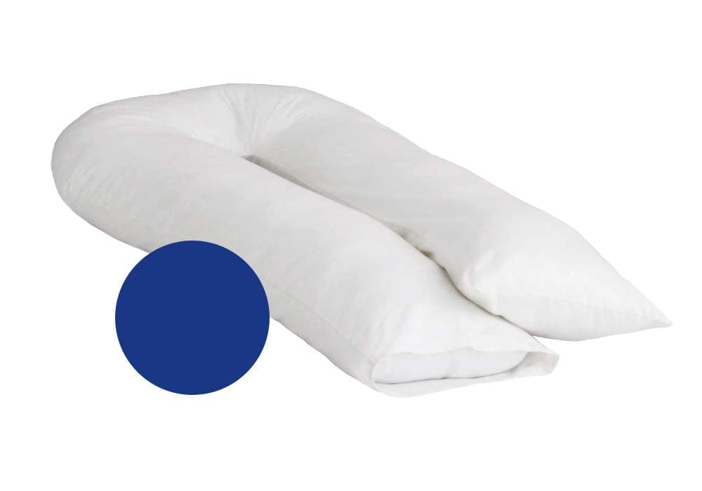 UK Care Direct Large U Shape Support Dark Blue Pillow Case Only - Cotton Blend Cover with Zip Opening – Length 140cm (55 inches), Base 35cm (13 inches) – Designed for Side Sleepers