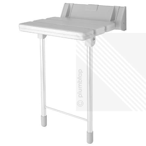 EcoSpa Comfort Plus Bathroom Mobility Aid | Wall Mounted Folding Shower Seat Stool in White | Max. 180kgs/28st