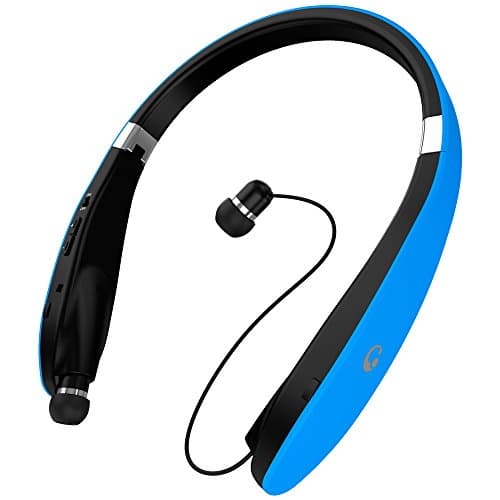 Bluetooth Headphones, Foldable Bluetooth Headset with Retractable Earbuds, Noise Cancelling Stereo Neckband Wireless Headset 16 Hours Playtime, V4.1, Built-in Mic