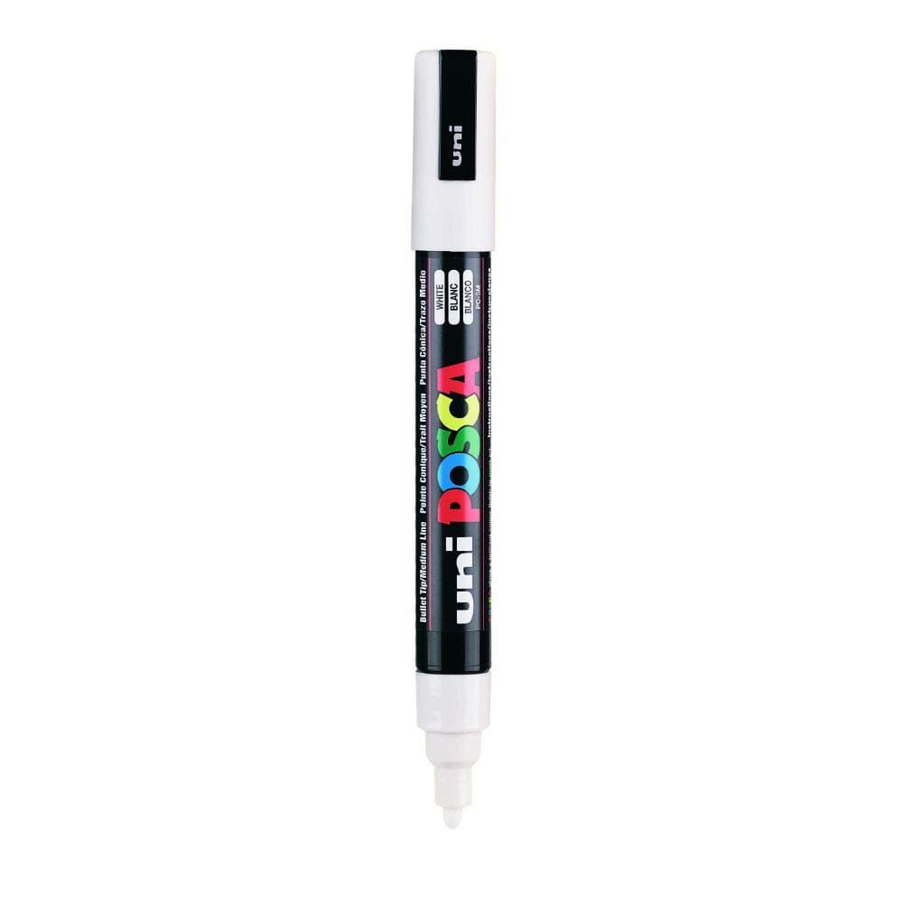 POSCA uni-ball 5M 1.8 mm -2.5 mm Bullet Shaped Marker Pen, White Ink, Pack of 1