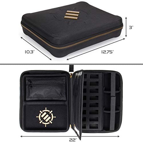 ENHANCE RPG Organizer Case - DnD Binder with Built-in Character Sheet Holder and Erasable Scribe Panel, Dice Rolling Area, Removable Pen Pouch, Miniature Foam Tray, Wrist Strap