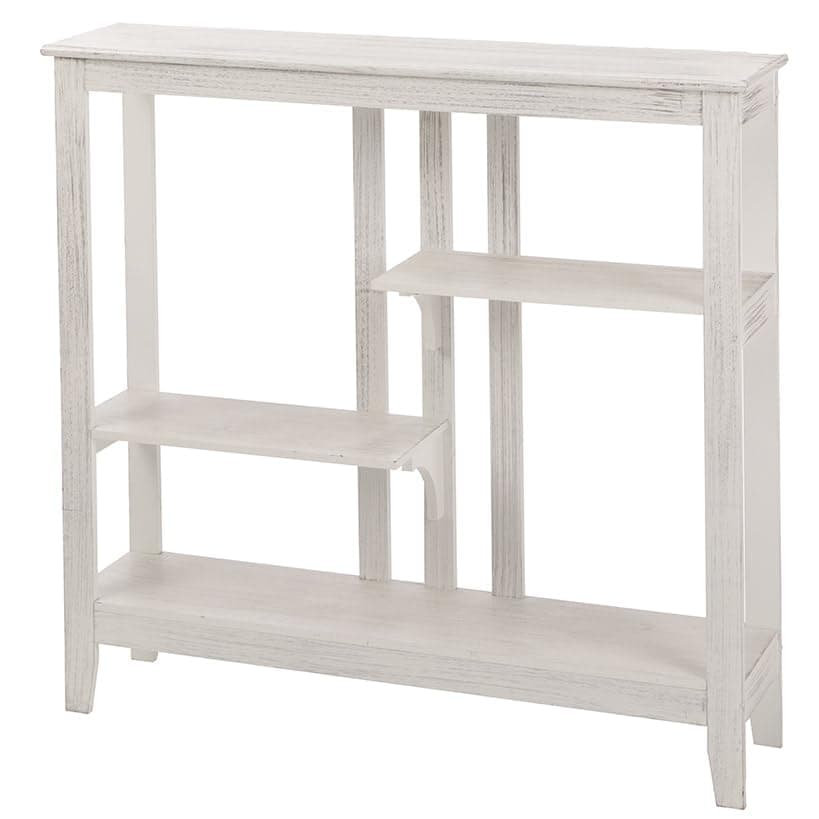 The Lakeside CollectionBrushed Metallic Console Table with Display Shelves 31.4" W x 29.8" H - White/Silver