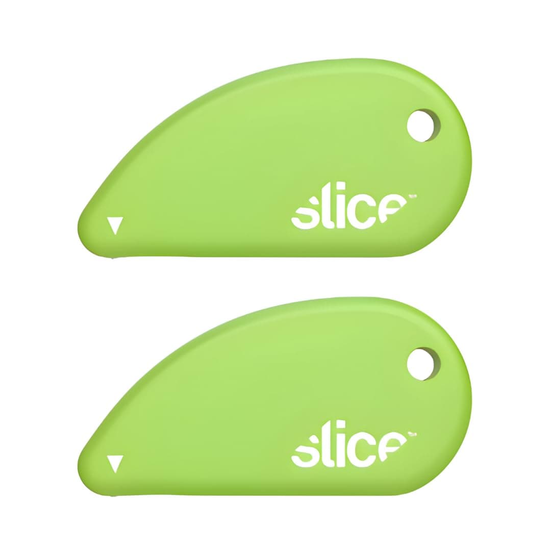 Slice Micro Safety Cutter | Safe Ceramic Box Cutter Lasting 11x Longer than Metal | Keychain Box Opener | 2 Pack | Green
