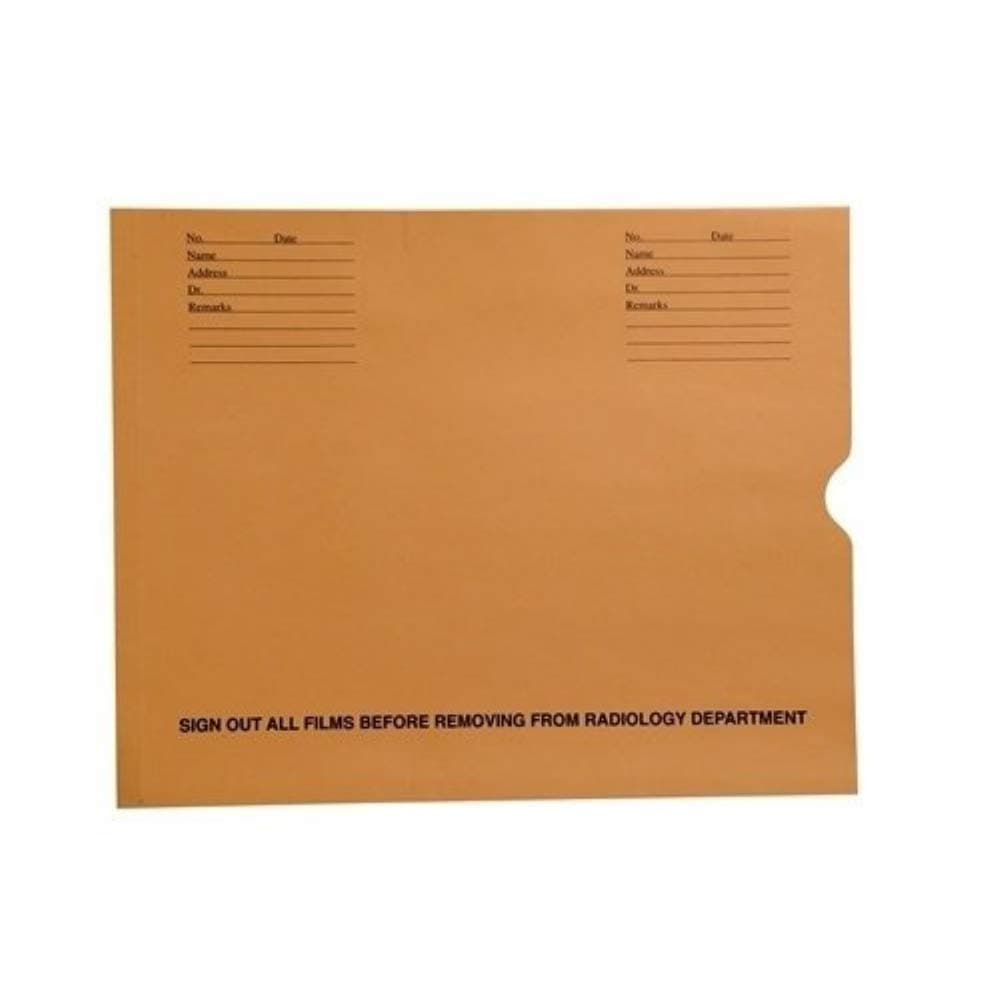 The File King Negative Preserver Envelope | 14-½” x 17-½” | Box of 100 | Heavy Duty Preprinted X-Ray Jacket | Offset Thumb Cut | Ideal for Radiology Departments and Medical Offices