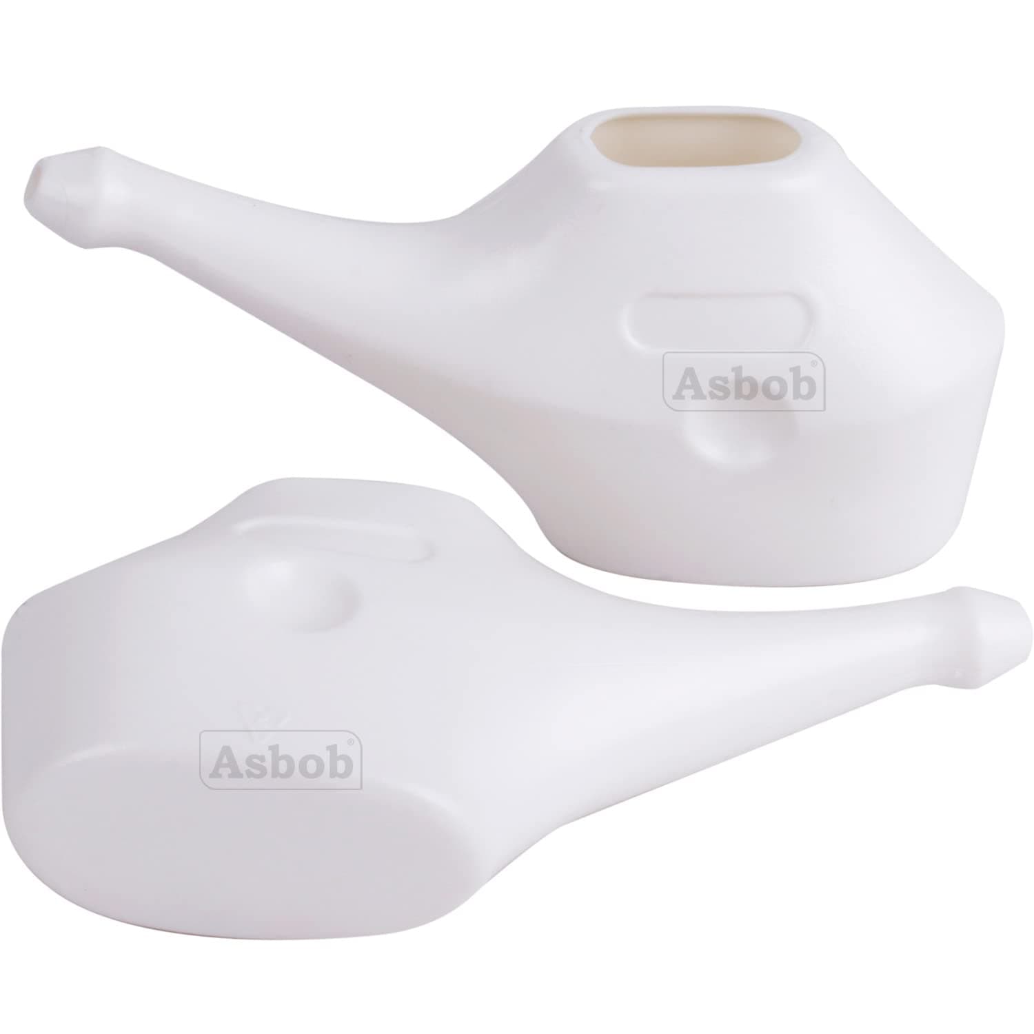 Durable Unbreakable Plastic Jal Neti Pot for Sinus Congestion - White (Pack of 2)
