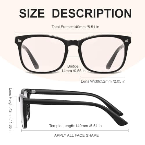 hunsquer Blue Light Glasses for Woman/Men Computer Blue Light Glasses