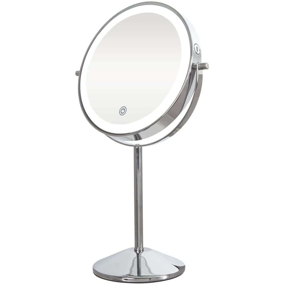 ForPro Professional Collection Expert Rechargeable LED 8” Lighted Makeup Mirror, 1X/7X Double-Sided Magnifying Counter with 72 Dimmable LED Lights, 3 Color Light Settings, Chrome