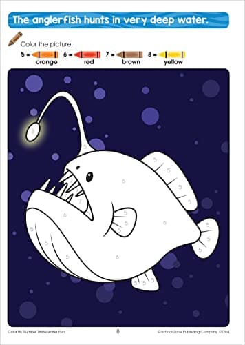 School Zone Color by Number Underwater Fun Workbook (Activity Zone)