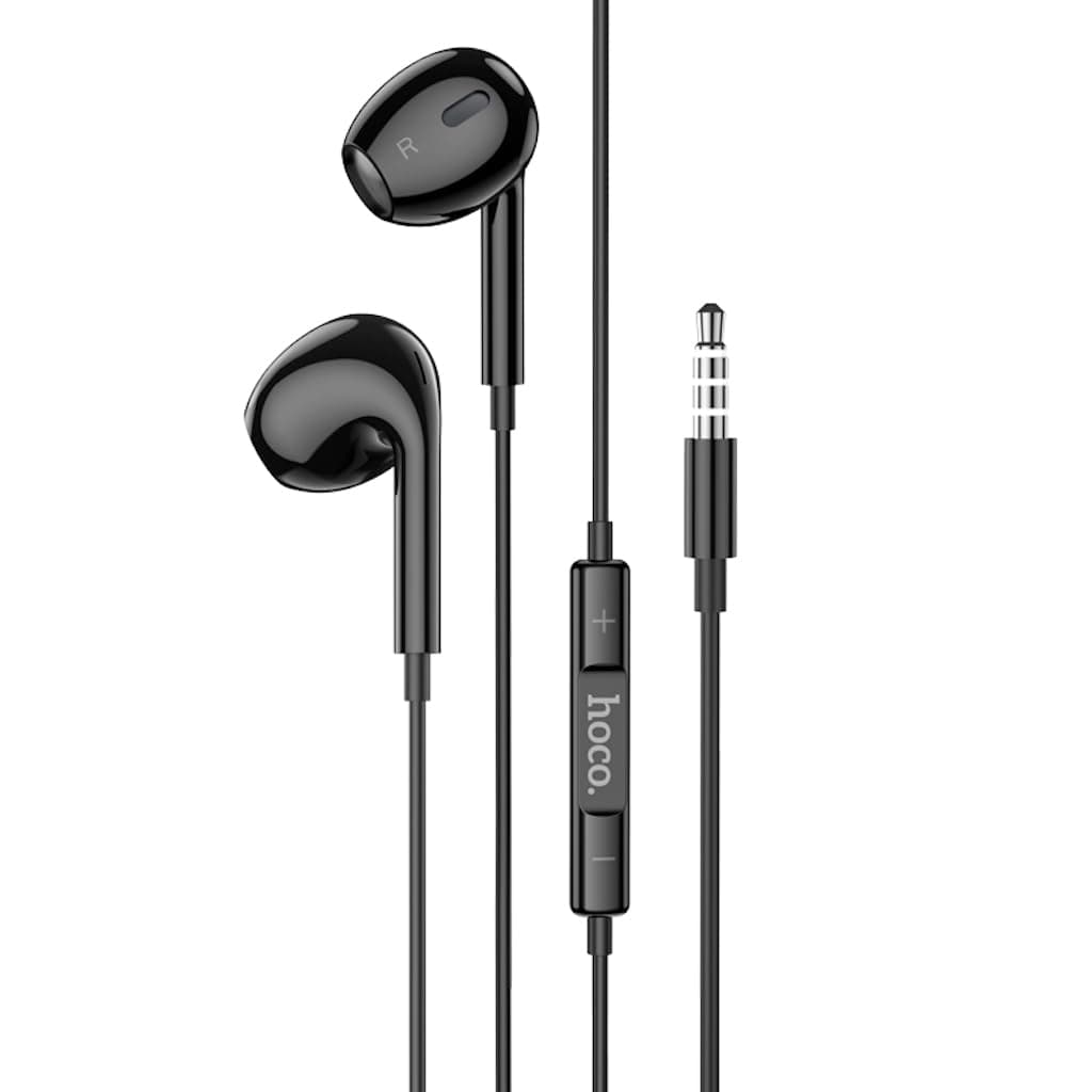 Hoco M101 Max - Crystal Grace Universal Wire-Controlled Earphones With Microphone, Plug: 3.5mm, Length: 1.2m, Speaker: 14mm, Compabitle With iPhone Samsung Xiaomi OnePlus Oppo - Black