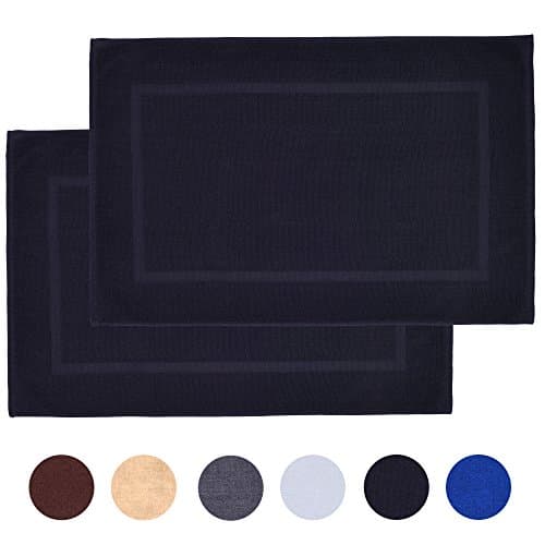 Alurri Luxury Bath Mat – 2 Pack Bundle - 100% Ringspun Cotton - Mold Resistant – Hotel and Spa Bath Rug, Machine Washable, Quick Dry – Thick, Soft & Super Absorbent - Extra Wide 21" x 34" Inch - Black