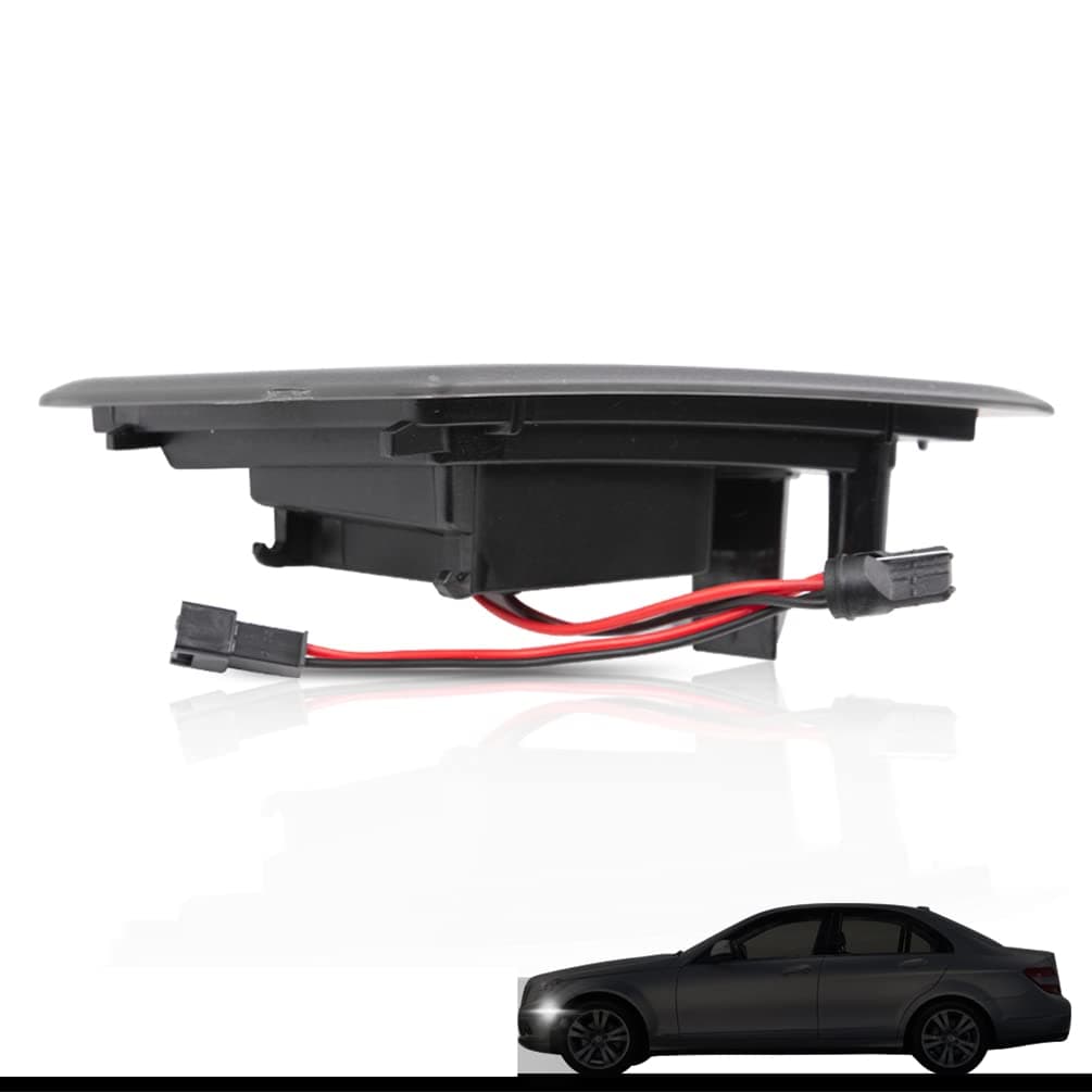 NJSBYL Smoke Lens White LED Front Side Marker Light Kits for 2008-2011 Mercedes Benz Pre-LCI W204 C250 C300 C350 & 2008-2013 C63 AMG & 2005-2007 SL66 AMG OEM Amber Side Marker Lamps Replacement