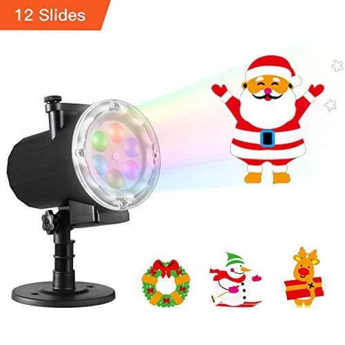 Halloween Christmas Projector Lights,Oittm 12 Slide Patterns High Brightness LED Landscape Lights Waterproof Outdoor Indoor Decoration Lighting for Xmas Theme Party Wedding Thanksgiving Birthday Party