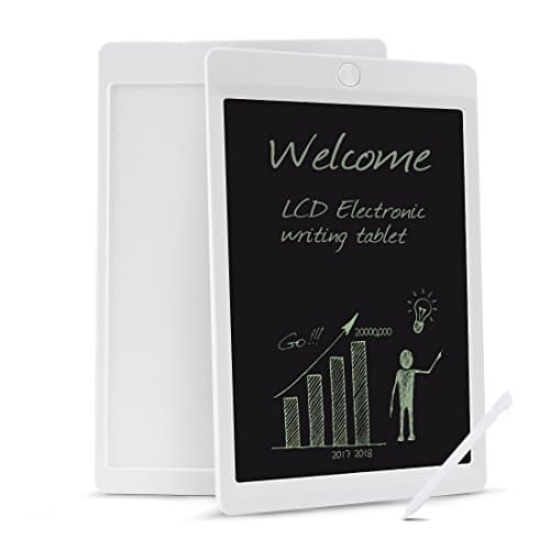 10 Inch LCD Writing Tablet - Portable Electronic Writing Drawing Board Doodle Pads, Digital Handwriting Notepad with Stylus for Kids & Adults at School, Home and Office (White)