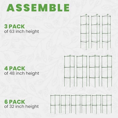 Tomato Cage Premium - Large Trellis Stakes and Plant Support Structures for Vegetables and Climbing Plants - Tall Tomato Cages for Garden, Pots, Raised Garden Bed Outdoor (3 Pack - Up to 63")