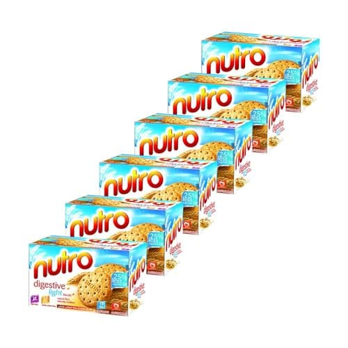 Britannia Nutro Digestive Light Biscuits 7.93oz (225g) - Whole Wheat Flavor Cookies - Breakfast & Tea Time Healthy Snacks (Pack of 6)