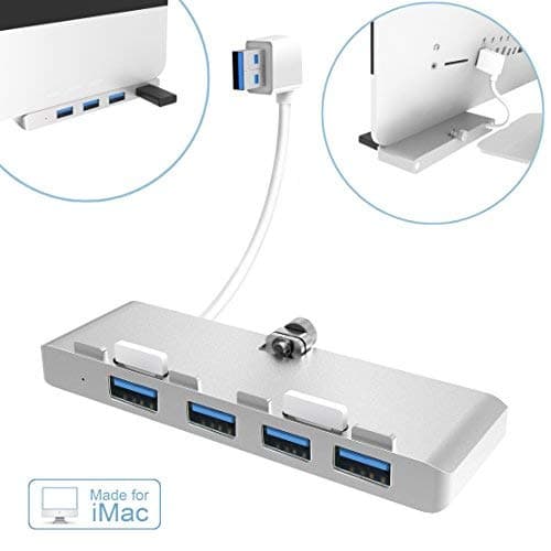 Alcey Ultra-thin USB 3.0 Hub Exclusively For iMac Slim Unibody, Premium Aluminum USB 3.0 4-Port Hub (Updated Version)