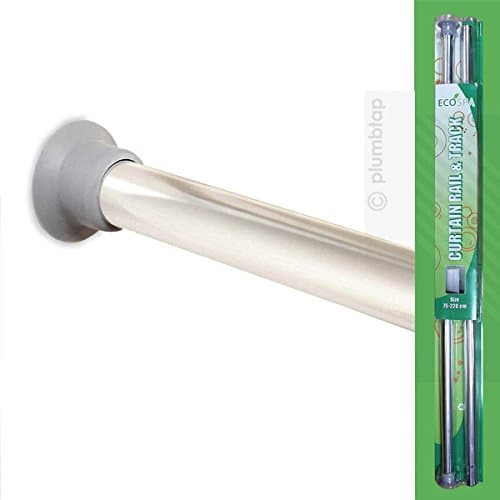 ECOSPA Telescopic Extendable Shower Curtain Rail Pole in Chrome • Extends Between 75cm - 210cm