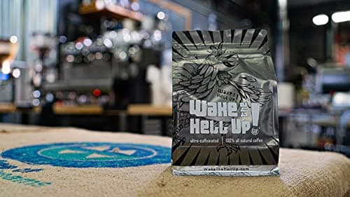 Wake The Hell Up! 12oz Ultra-Caffeinated Blueberry Ground Coffee, Low Acid, Medium-Dark Roast