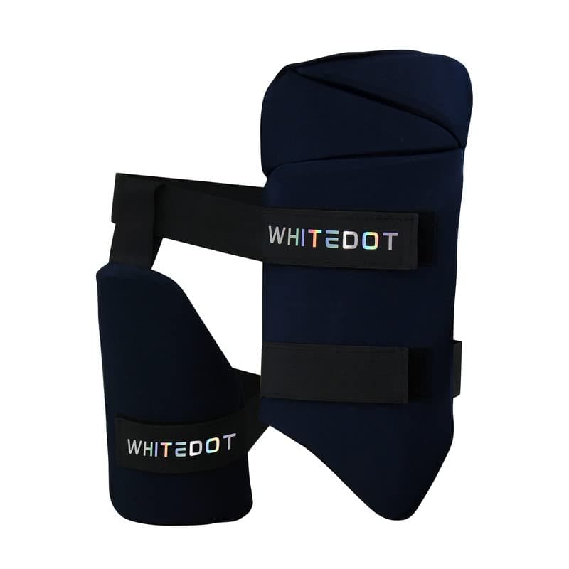 WHITEDOT SPORTS Polyester Whitedot Dot 2.1 Combo Thigh Guard||Suitable for Cricket Mens Right Hand||Black||
