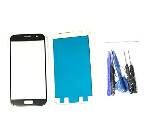(md0410) Black Onyx Front Outer Lens Glass Replacement Compatible Galaxy S7 G930 + Adhesive + Tools (LCD Touch Screen and Digitizer not Included)