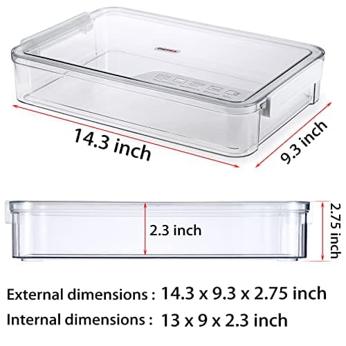 BTSKY 2 Pack Clear Plastic Stackable Storage Box File Protector Case Organizer Portable Project Case Document Holder for 8.5 x 13 Letter A4 File Paper, Plastic Storage Box Office Documents