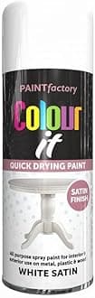 2x White Satin All Purpose Aerosol Spray Paint 250ml Quick Drying Spray, Fast Dry and Excellent Coverage for Metal, Wood, Plastic and More by Diva Gift