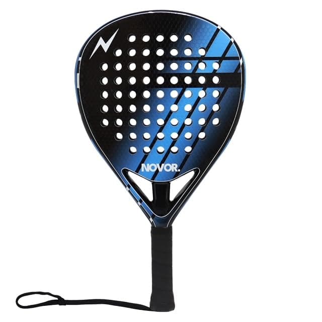 Novor Evolve Carbon Fiber Padel Racket - Durability - Power - Control - Pro Teardrop shape - EVA Foam Core - Light Weight at 350/360g - Free Case Included