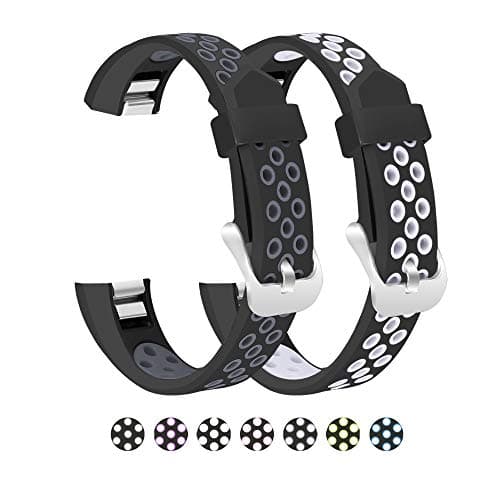 Mosstek Bands Compatible with Fitbit Alta/Alta HR/Fitbit Ace, 2 Pack Breathable Silicone Replacement Sport Wristbands with Air Holes Compatible Fitbit Alta/Alta HR/Ace Women Men