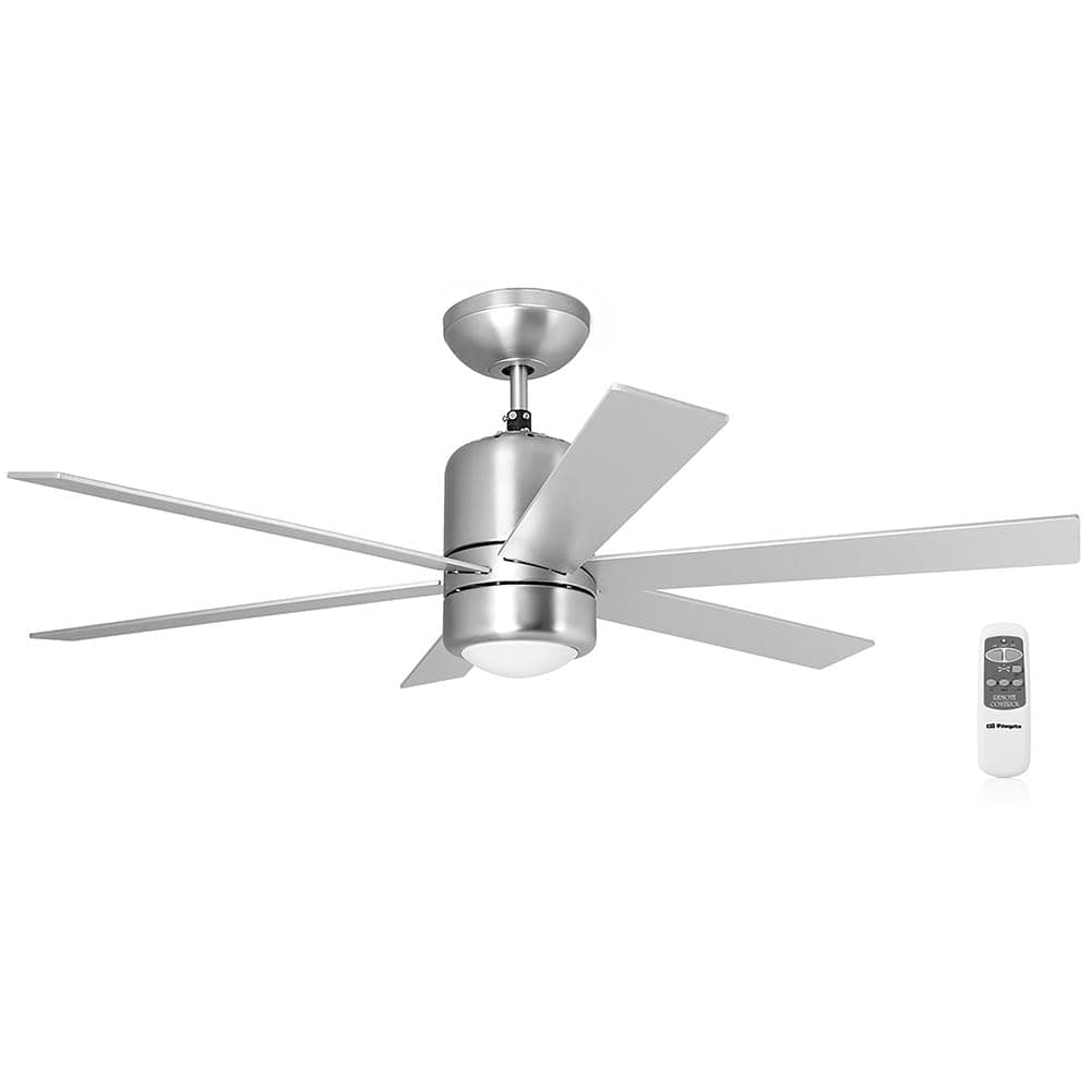 Orbegozo CP 50120 Ceiling Fan with Light and Remote Control, 6 Blades, 120 cm Diameter, 65 W Power, 3 Speeds, Chrome-Coloured