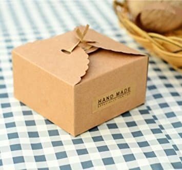 20 PCs Handmade Style Kraft Paper Boxes for Candy Cookie Cake Gift Box, Cake Boxes for Wedding