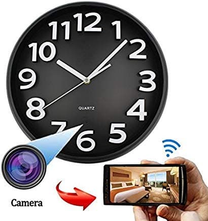 WiFi HD SPY Hidden IP Camera DVR Wall Clock Real-Time Nanny Cam Night Vision, Loop Recording,PIR Activated Local Record nstant Push,Free iOS& Android App, Home Security & Surveillance