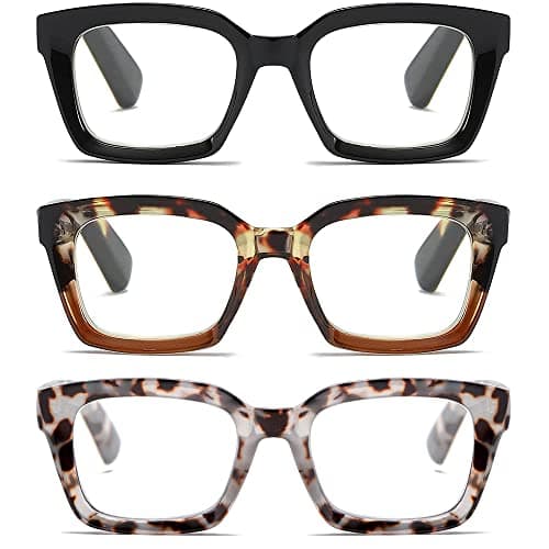 Oprah Reading Glasses Square Spring Hinge Blue Light Blocking Glasses for Men Women 3 Mix 2.50, 3 mix, 2.50