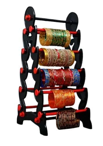 MAHADEV ENTERPRISE Plastic 10 Rods Dual Side 05 Steps Big Tower Bangle Stand For Dressing Table (Red)