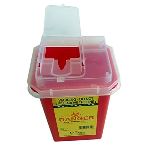 Sharps Container 1 Litre, Red - Yellow Color. (Red)