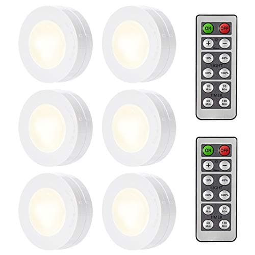 ARVIDSSON Wireless LED Under Cabinet Light with Remote Control, Battery Operated Under Counter Lighting, LED Puck Lights 6 Pack