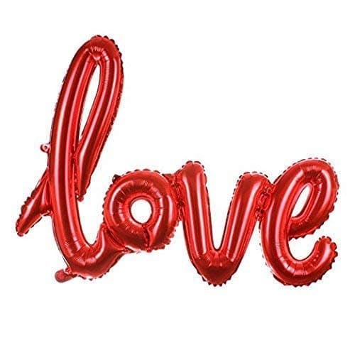 Love Balloon Red Romantic, Red Foil, self-Inflating, Extra Large Script 36" Wedding or Valentine Balloon