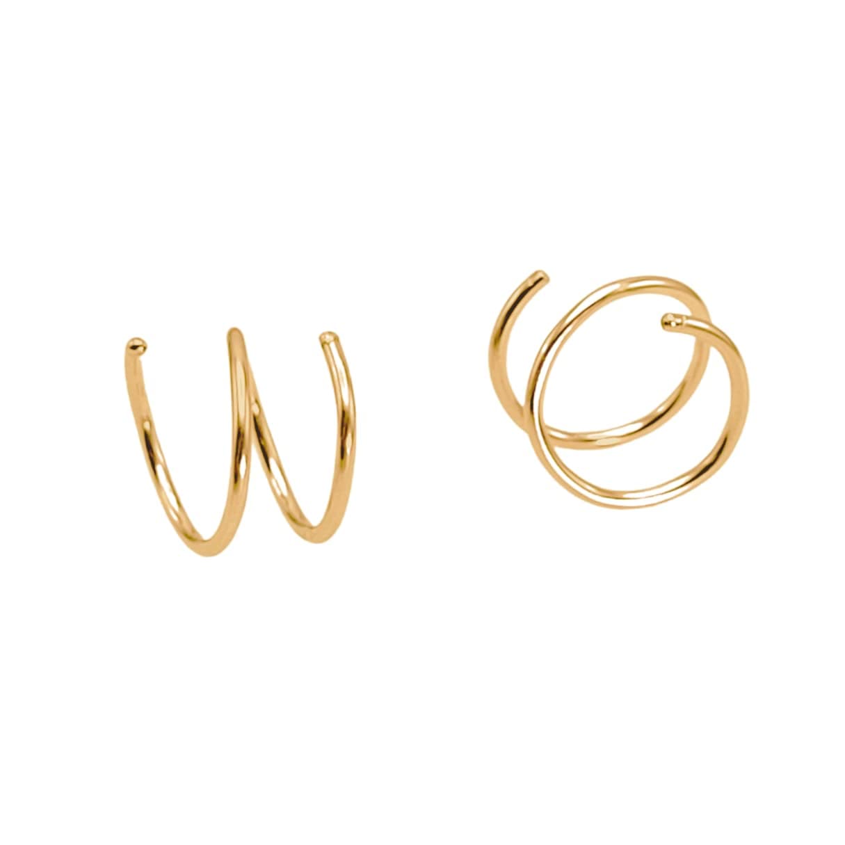 Gold Double Hoop Twist Earrings for Single Piercing. Tiny Spiral Huggie Hoop Illusion Earrings. 19 gauge (1 Pair)
