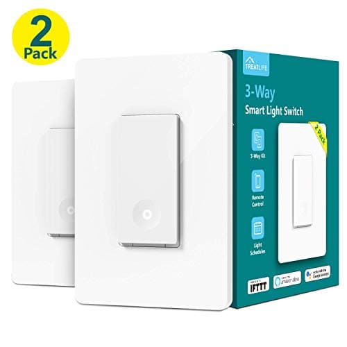 Treatlife 3-way Smart Light Switch WiFi Light Switch Single Pole/3-way Switch Remote Control, Works With Alexa, Google Assistant and IFTTT, Schedule, No Hub Required, ETL Listed, Neutral Wire Required